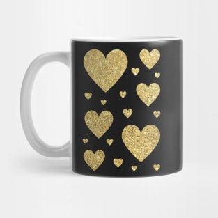 Traditional Gold Faux Glitter Hearts Mug